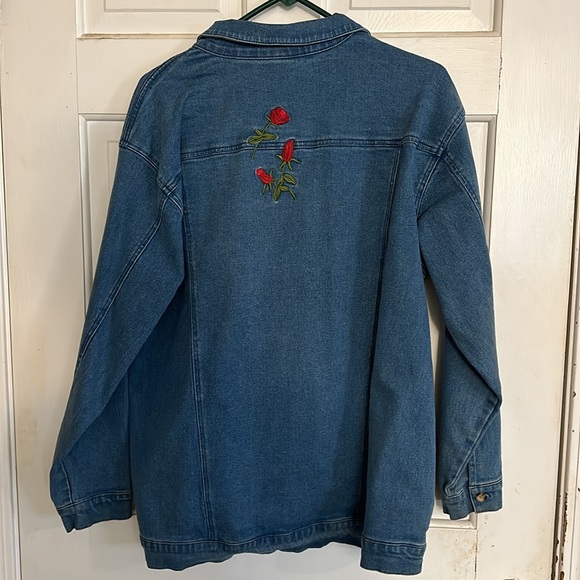 Quacker Factory Jeanne Jacket with Red Rose embroidery and tiny rhinestones - Picture 2 of 4